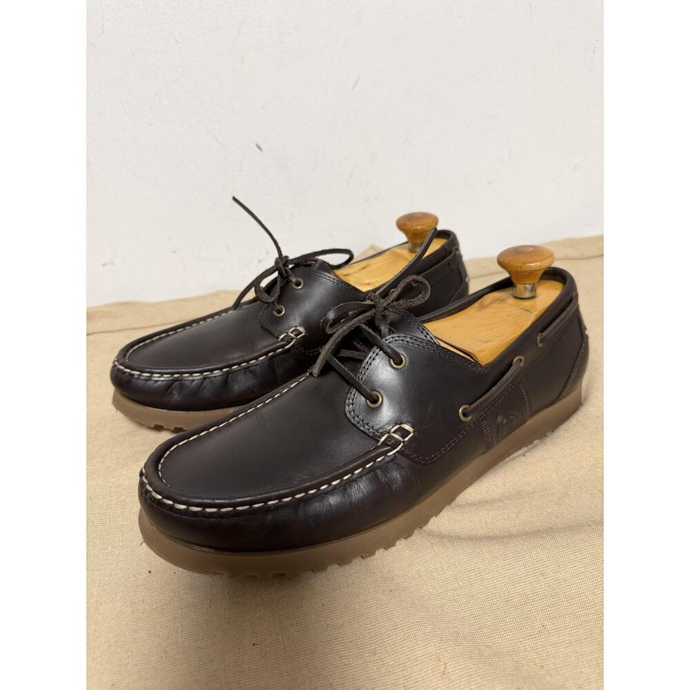 Barbour Shoes Mens Size 12 Brown Leather Boat Shoes Casual Made In Portugal